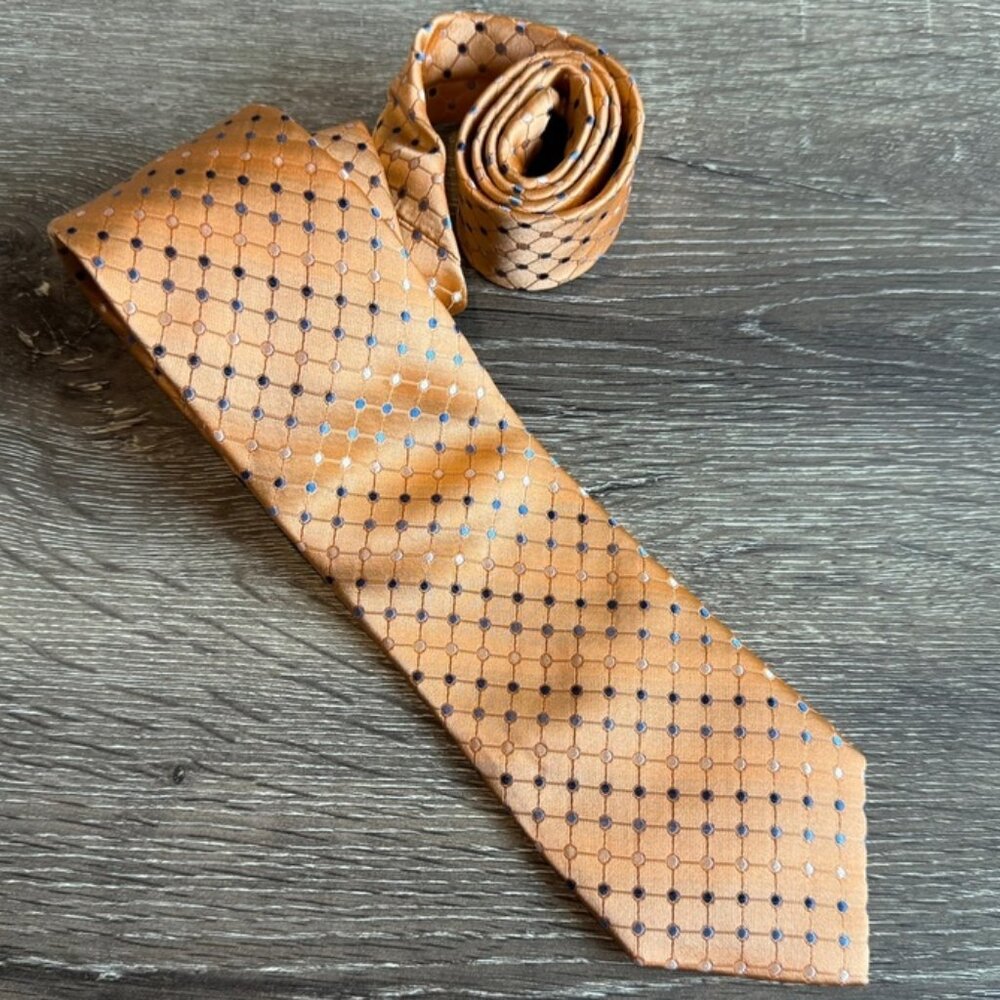 Croft & Barrow Classic Multicolor Hand Made Orange Silk Men's Neck Tie